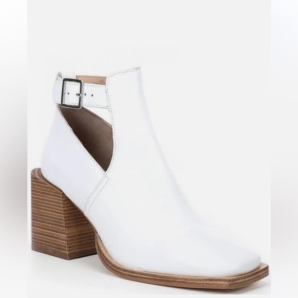 FREE PEOPLE Brady Buckle Bootie 39 WHITE Leather - Picture 4 of 13